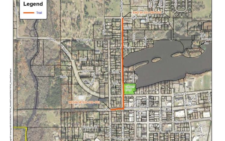 Map of the planned Wood Street Trail route